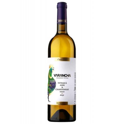 Wine Winery Girboiu Varancha Chardonnay & Feteasca Alba. Semi-dry white wine.